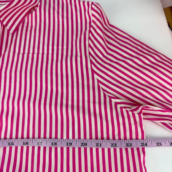 NEW THE SHIRT Rochelle Behrens THE BOYFRIEND XL Button Up Striped Pink White - Picture 11 of 12